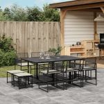 Set mobilier de exterior cu perne, 11 piese, negru, poliratan GartenMobel Dekor