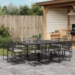 Set mobilier de exterior cu perne, 11 piese, negru, poliratan GartenMobel Dekor