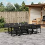 Set mobilier de grădină, 11 piese, cu perne, negru, textilenă GartenMobel Dekor