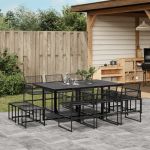 Set mobilier de grădină, 11 piese, negru, poliratan GartenMobel Dekor