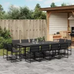 Set mobilier de grădină, 13 piese, cu perne, negru, textilenă GartenMobel Dekor