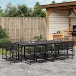 Set mobilier de grădină, 13 piese, negru, poliratan GartenMobel Dekor