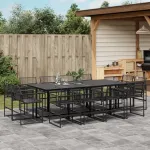 Set mobilier de grădină, 13 piese, negru, poliratan GartenMobel Dekor