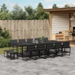 Set mobilier de grădină, 15 piese, cu perne, negru, textilenă GartenMobel Dekor