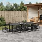 Set mobilier de grădină, 15 piese, negru, poliratan GartenMobel Dekor