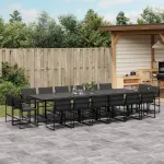 Set mobilier de grădină, 17 piese, cu perne, negru, textilenă GartenMobel Dekor