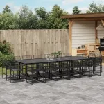 Set mobilier de grădină, 17 piese, negru, poliratan GartenMobel Dekor