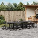 Set mobilier de grădină, 17 piese, negru, poliratan GartenMobel Dekor