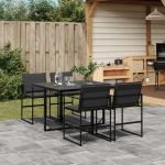 Set mobilier de grădină, 5 piese, cu perne, negru, textilenă GartenMobel Dekor