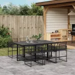 Set mobilier de grădină, 7 piese, negru, poliratan GartenMobel Dekor