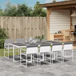 Set mobilier de grădină, 9 piese, cu perne, alb, textilenă GartenMobel Dekor