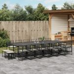 Set mobilier de grădină cu perne, 17 piese, negru, poliratan GartenMobel Dekor