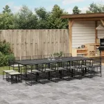 Set mobilier de grădină cu perne, 17 piese, negru, poliratan GartenMobel Dekor