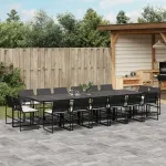 Set mobilier de grădină cu perne, 17 piese, negru, poliratan GartenMobel Dekor