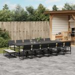 Set mobilier de grădină cu perne, 17 piese, negru, poliratan GartenMobel Dekor