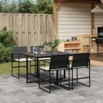 Set mobilier de grădină cu perne, 5 piese, negru, poliratan GartenMobel Dekor