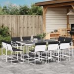 Set mobilier de grădină, 11 piese, cu perne, alb, textilenă GartenMobel Dekor