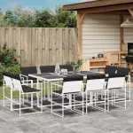 Set mobilier de grădină, 11 piese, cu perne, alb, textilenă GartenMobel Dekor