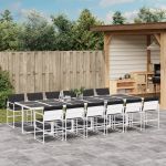 Set mobilier de grădină, 13 piese, cu perne, alb, textilenă GartenMobel Dekor