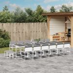 Set mobilier de grădină, 17 piese, cu perne, alb, textilenă GartenMobel Dekor