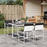 Set mobilier de grădină, 5 piese, cu perne, alb, textilenă GartenMobel Dekor