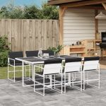 Set mobilier de grădină, 7 piese, cu perne, alb, textilenă GartenMobel Dekor
