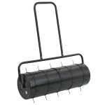 Tăvălug gazon de grădină cleme de aerisire negru 63 L fier/oțel GartenMobel Dekor