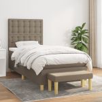 Pat box spring cu saltea, gri taupe, 80x200 cm, textil GartenMobel Dekor
