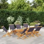 Scaune de grădină pliabile 8 buc., textil antracit/lemn masiv GartenMobel Dekor
