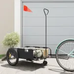 Remorcă de bicicletă, negru, textil oxford și fier GartenMobel Dekor