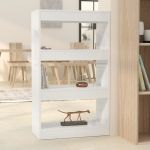 Bibliotecă/Separator cameră, alb extralucios, 60x30x103 cm, PAL GartenMobel Dekor