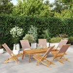 Scaune de grădină pliabile 6 buc., textil taupe/lemn masiv GartenMobel Dekor