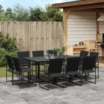 Set mobilier de grădină, 11 piese, negru, textilenă GartenMobel Dekor