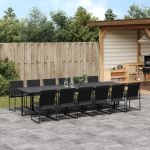 Set mobilier de grădină, 13 piese, negru, textilenă GartenMobel Dekor