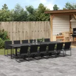 Set mobilier de grădină, 13 piese, negru, textilenă GartenMobel Dekor