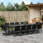 Set mobilier de grădină, 15 piese, negru, textilenă GartenMobel Dekor