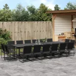 Set mobilier de grădină, 17 piese, negru, textilenă GartenMobel Dekor
