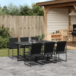 Set mobilier de grădină, 7 piese, negru, textilenă GartenMobel Dekor