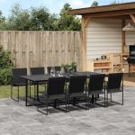 Set mobilier de grădină, 9 piese, negru, textilenă GartenMobel Dekor