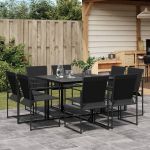 Set mobilier de grădină, 9 piese, negru, textilenă GartenMobel Dekor