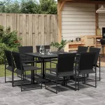 Set mobilier de grădină, 9 piese, negru, textilenă GartenMobel Dekor