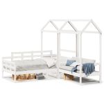 Set pat de zi/bancă cu acoperiș alb 80x200 cm lemn masiv de pin GartenMobel Dekor