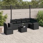 Set canapele de grădină cu perne, 7 piese, negru, poliratan GartenMobel Dekor