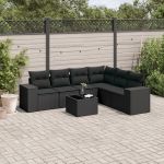 Set canapele de grădină cu perne, 7 piese, negru, poliratan GartenMobel Dekor