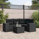 Set mobilier de grădină cu perne, 5 piese, negru, poliratan GartenMobel Dekor