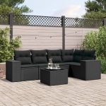 Set mobilier de grădină cu perne, 6 piese, negru, poliratan GartenMobel Dekor