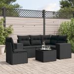 Set mobilier de grădină cu perne, 6 piese, negru, poliratan GartenMobel Dekor