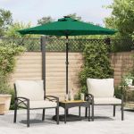 Umbrelă soare de grădină stâlp din oțel/LED verde 225x225x212cm GartenMobel Dekor