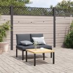 Bancă de grădină cu perne, negru, aluminiu GartenMobel Dekor