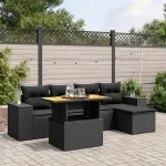 Set mobilier de grădină cu perne, 6 piese, negru, poliratan GartenMobel Dekor